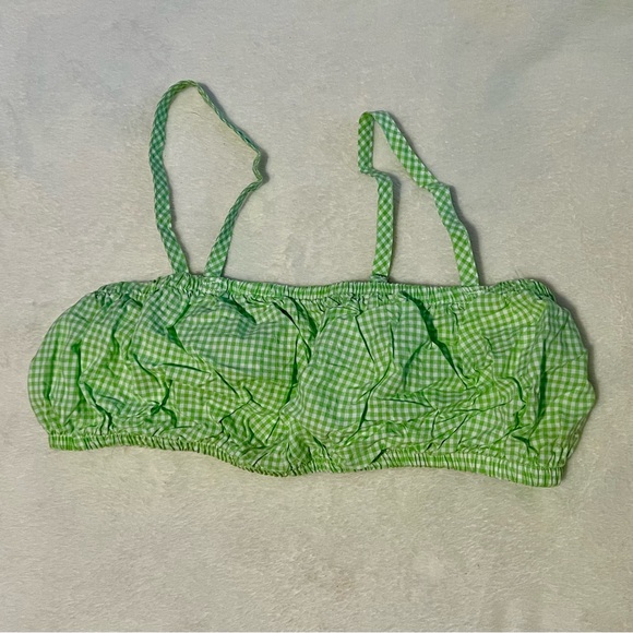 Green White Checkered Crop Top - Picture 1 of 5